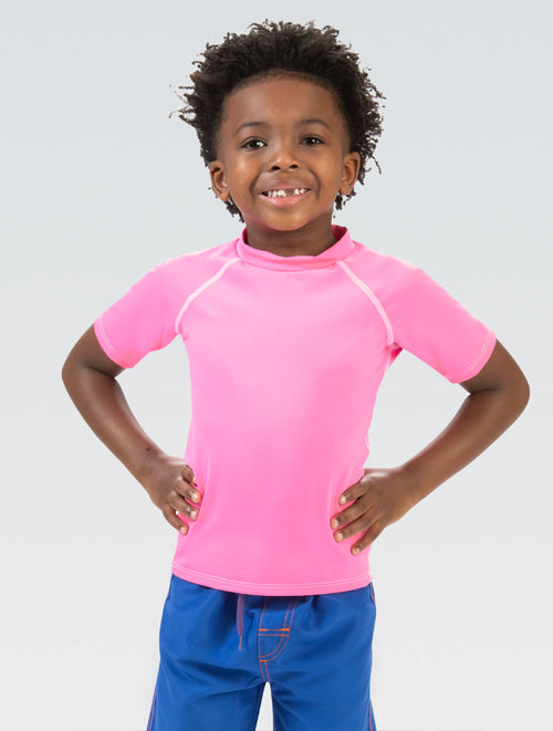 Dolfin Little Dolfin Unisex Solid Pink Short Sleeve Rash Guard Style #100RG-PNK