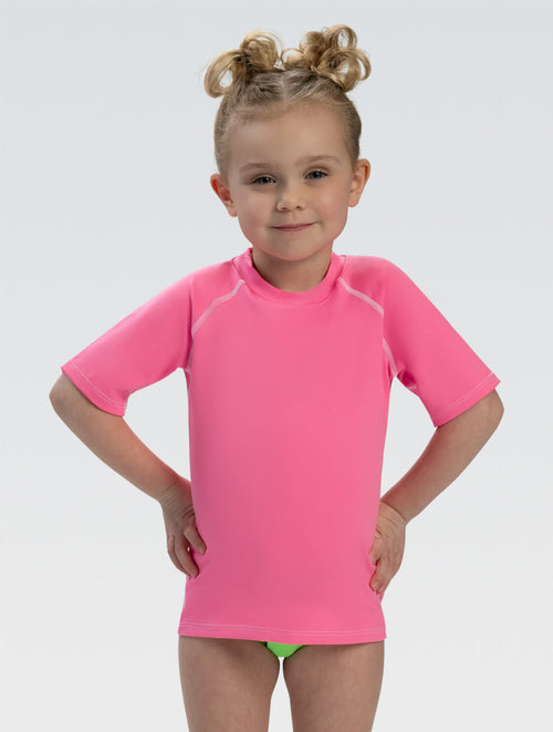 dolfin Little Dolfin Unisex Solid Pink Short Sleeve Rash Guard Style #100RG-PNK