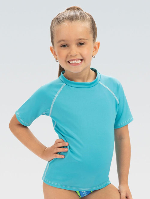 Dolfin Little Dolfin Unisex Solid Turquoise Short Sleeve Rash Guard Style #100RG-TUR