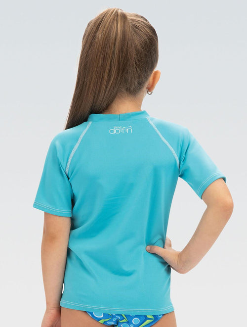 Dolfin Little Dolfin Unisex Solid Turquoise Short Sleeve Rash Guard Style #100RG-TUR