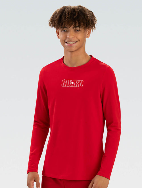 dolfin Men's Guard Red Crew Neck Long Sleeve Rash Guard Style #5200SLDG-250