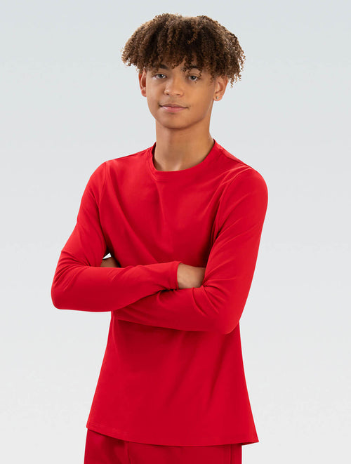 dolfin Men's Red Crew Neck Long Sleeve Rash Guard Style #5200SLD-250