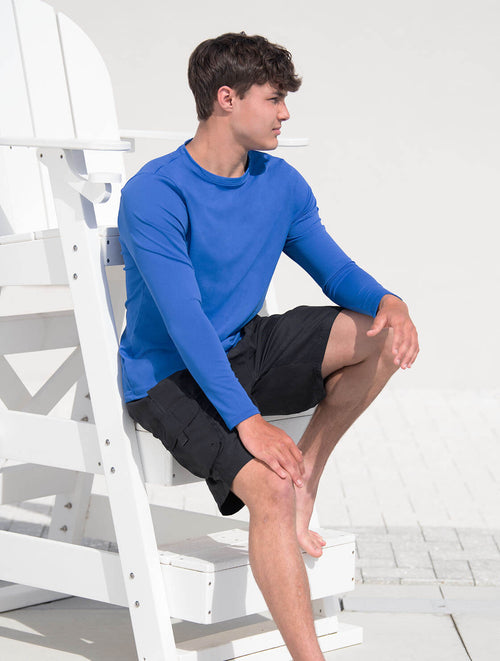 Dolfin Men's Royal Crew Neck Long Sleeve Rash Guard Style #5200SLD-475