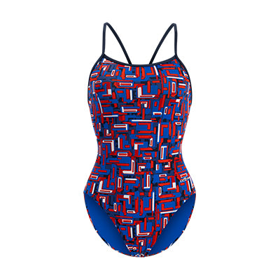Dolfin Reliance Bionic Red White And Blue V-Back One Piece Style #0100BC-D49