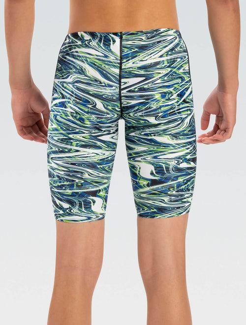 Dolfin Reliance Men's Jet Stream Blue And Green Spliced Jammer Swimsuit Style #7000-A39