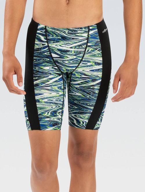 dolfin Reliance Men's Jet Stream Blue and Green Spliced Jammer Swimsuit Style #7000-A39