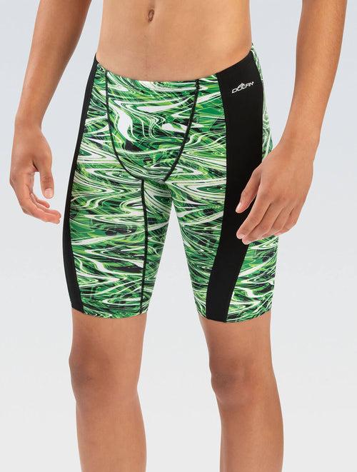 Dolfin Reliance Men's Jet Stream Green Spliced Jammer Swimsuit Style #7000-A37