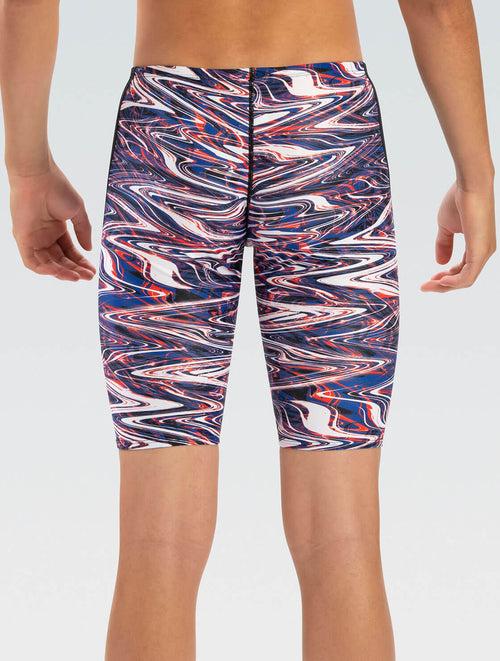 Dolfin Reliance Men's Jet Stream Red White And Blue Spliced Jammer Swimsuit Style #7000-A38