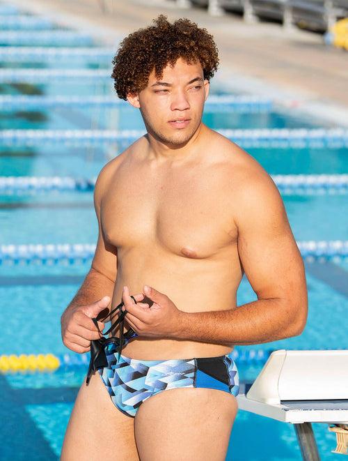 Dolfin Reliance Men's Molten Blue Printed Racer Swimsuit Style #5P00-B14