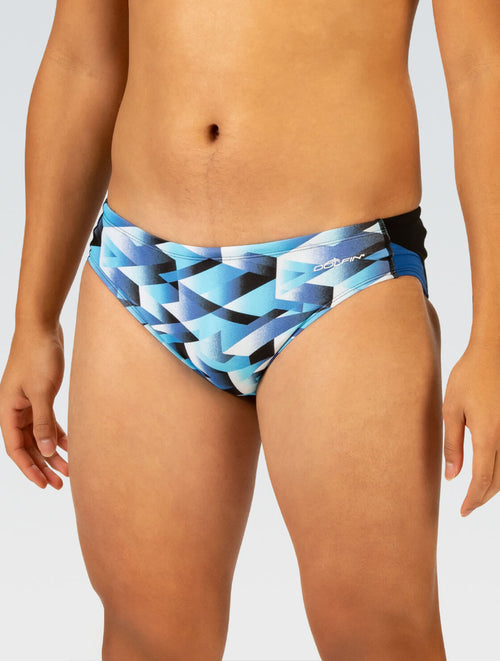 dolfin Reliance Men's Molten Blue Printed Racer Swimsuit Style #5P00-B14 dolfin Reliance Men's Molten Blue Printed Racer Swimsuit Style #5P00-B14
