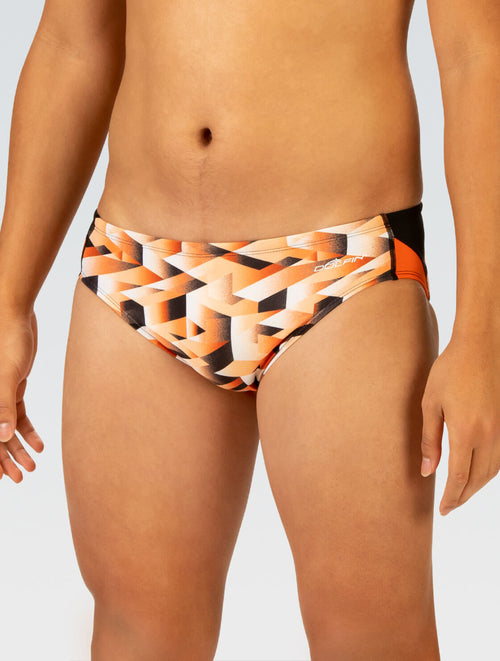 dolfin Reliance Men's Molten Orange Printed Racer Swimsuit Style #5P00-B18