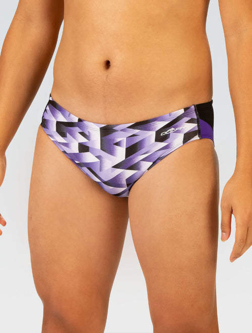 dolfin Reliance Men's Molten Purple Printed Racer Swimsuit Style #5P00-B17 dolfin Reliance Men's Molten Purple Printed Racer Swimsuit Style #5P00-B17