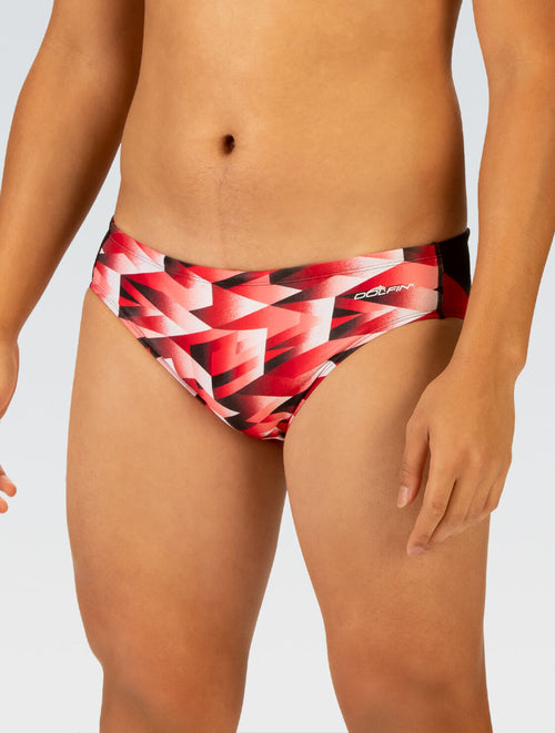 dolfin Reliance Men's Molten Red Printed Racer Swimsuit Style #5P00-B15 dolfin Reliance Men's Molten Red Printed Racer Swimsuit Style #5P00-B15