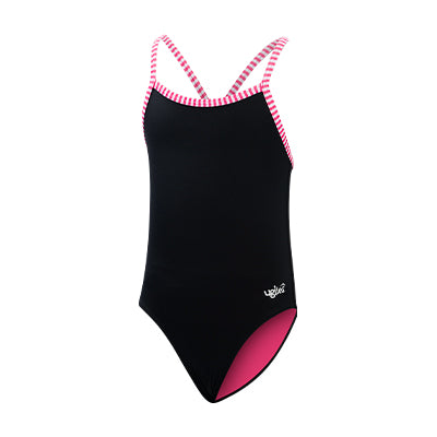 Dolfin Uglies Girls' Black Criss-Cross Back One Piece Swimsuit Style #9510SLD-790