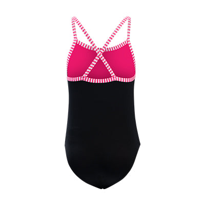 Dolfin Uglies Girls' Black Criss-Cross Back One Piece Swimsuit Style #9510SLD-790