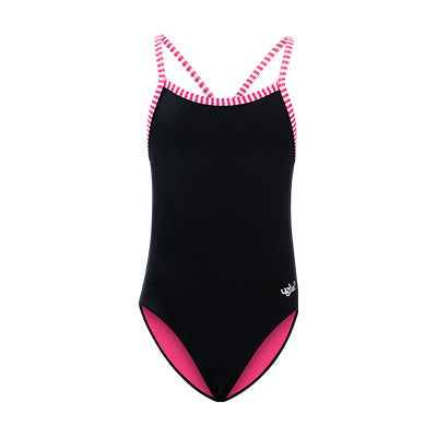 Dolfin Uglies Girls' Black Criss-Cross Back One Piece Swimsuit Style #9510SLD-790