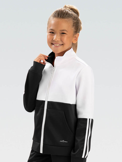 Dolfin Unisex Black And White Color Block Warm-Up Jacket Style #WUJ03D-X43