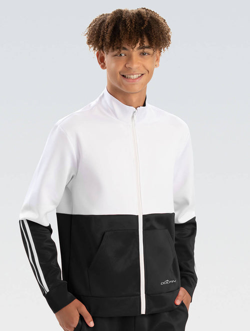 Dolfin Unisex Black And White Color Block Warm-Up Jacket Style #WUJ03D-X43