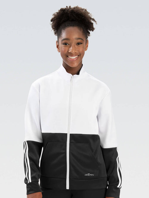 dolfin Unisex Black and White Color Block Warm-Up Jacket Style #WUJ03D-X43