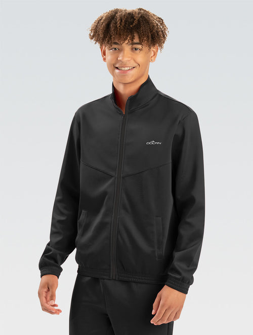 dolfin Unisex Black Slim Fit Black Warm-Up Jacket Style #WUJ02D-016