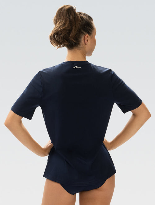 Dolfin Unisex Crew Neck Short Sleeve Rash Guard: Navy Style #U400SLD-490