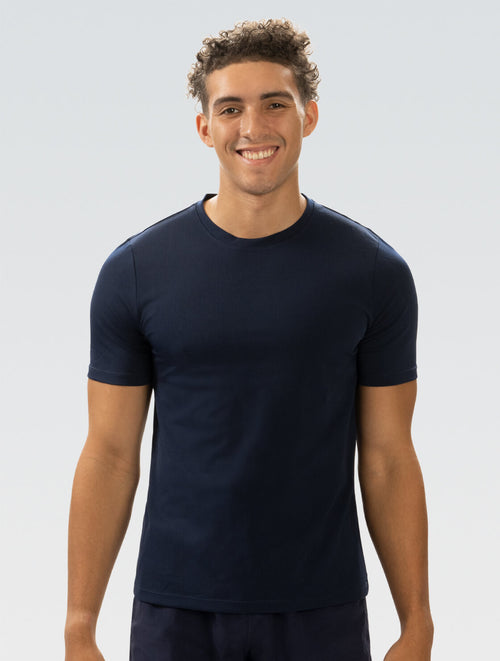 dolfin Unisex Crew Neck Short Sleeve Rash Guard: Navy Style #U400SLD-490