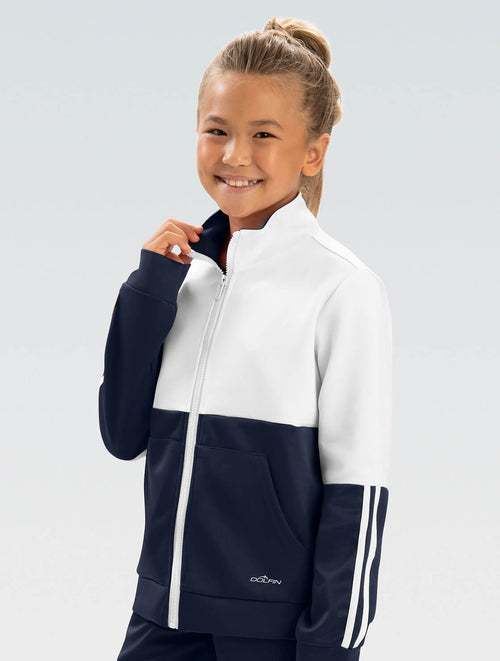 Dolfin Unisex Navy And White Color Block Warm-Up Jacket Style #WUJ03D-VX2