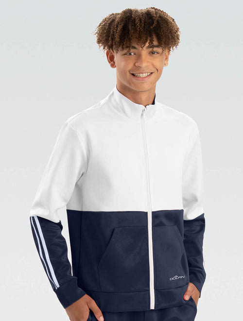 Dolfin Unisex Navy And White Color Block Warm-Up Jacket Style #WUJ03D-VX2