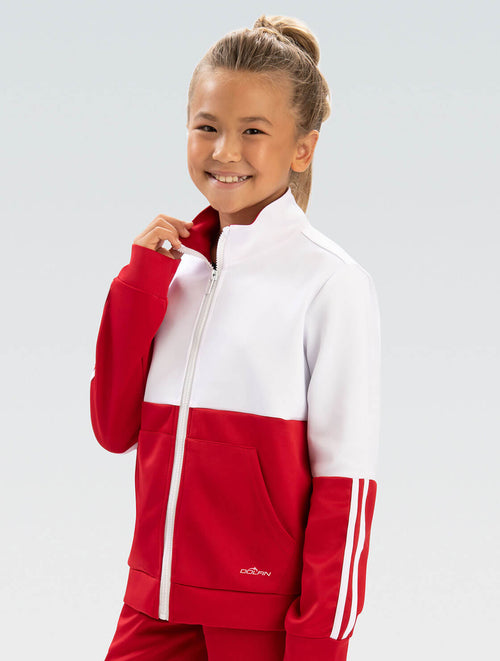 Dolfin Unisex Red And White Color Block Warm-Up Jacket Style #WUJ03D-WA1