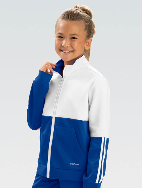 Dolfin Unisex Royal And White Color Block Warm-Up Jacket Style #WUJ03D-WB3