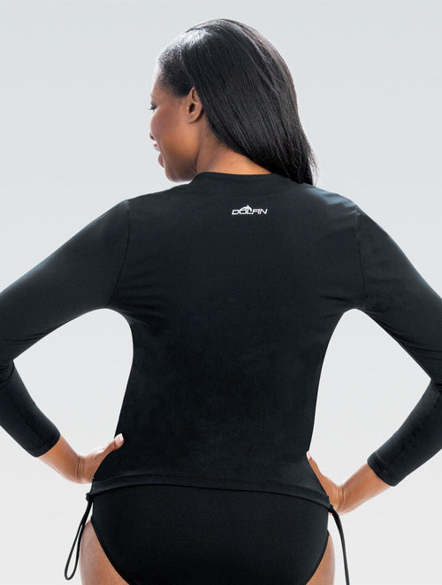 Dolfin Women's Aquashape Black Side Ruched Rash Guard Style #3K10SLD-790