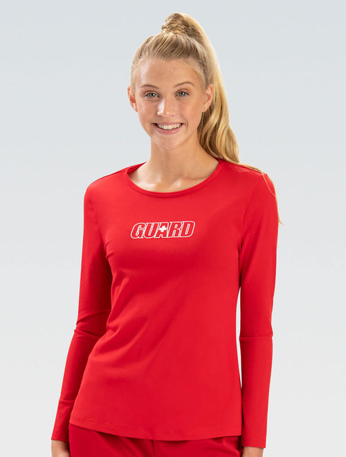 dolfin Women's Guard Red Crew Neck Long Sleeve Rash Guard Style #5100SLDG-250