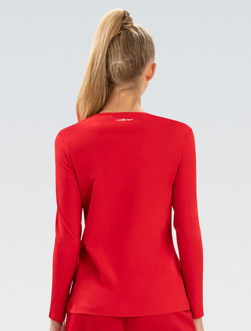 Dolfin Women's Red Crew Neck Long Sleeve Rash Guard Style #5100SLD-250