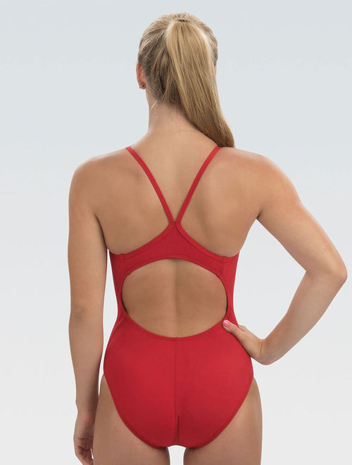 Dolfin Women's Reliance Solid Red V-Back One Piece Style #111VB-250
