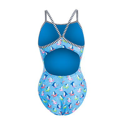 Dolfin Women's Uglies Fin Floats V-Back One Piece Swimsuit Style #0510FF-D32