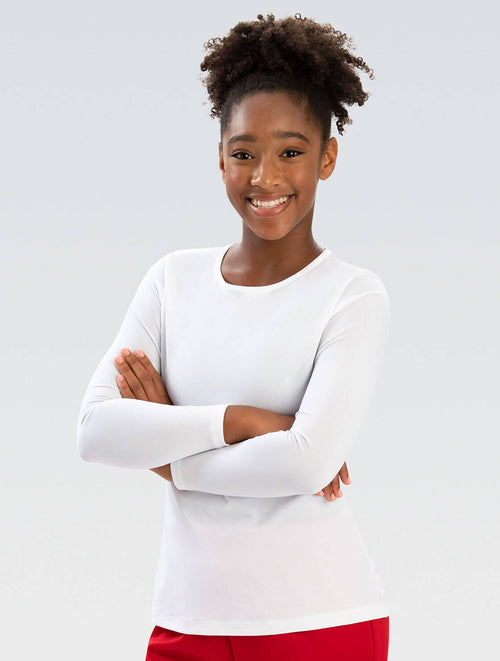 dolfin Women's White Crew Neck Long Sleeve Rash Guard Style #5100SLD-100