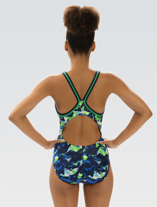 Dolfin XtraSleek Implode Blue And Green DBX Back One Piece Style #0231-C62