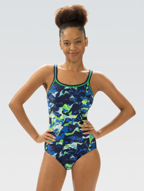 dolfin XtraSleek Implode Blue and Green DBX Back One Piece Style #0231-C62