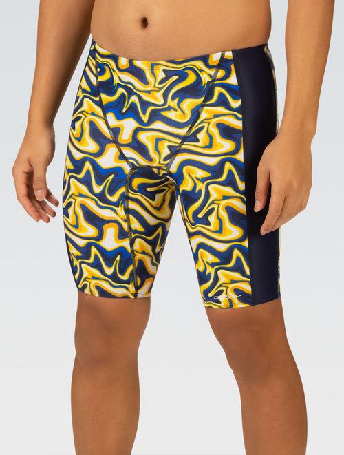 dolfin XtraSleek Men's Surge Navy and Gold Spliced Jammer Swimsuit Style #7031-B11