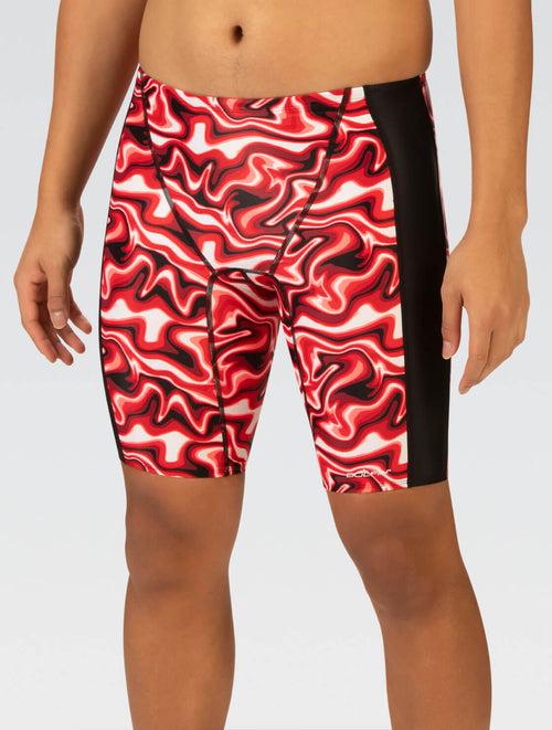 dolfin XtraSleek Men's Surge Red Spliced Jammer Swimsuit Style #7031-B12 dolfin XtraSleek Men's Surge Red Spliced Jammer Swimsuit Style #7031-B12