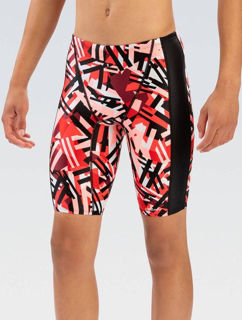 dolfin XtraSleek Men's Tectonic Red Spliced Jammer Swimsuit Style #7031-A43 dolfin XtraSleek Men's Tectonic Red Spliced Jammer Swimsuit Style #7031-A43