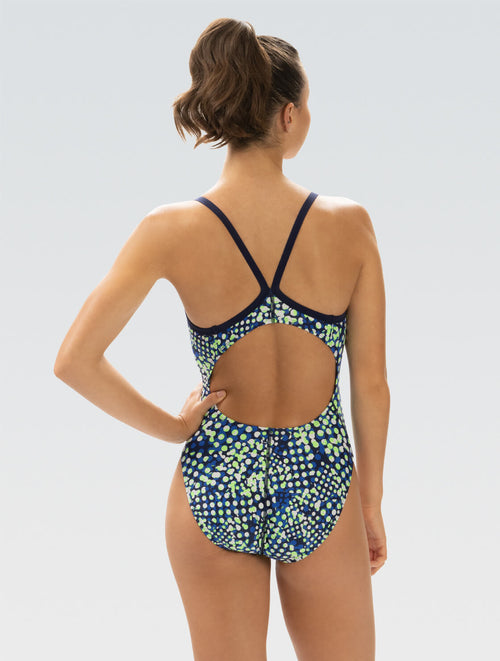 Dolfin XtraSleek Propel Blue And Green V-Back One Piece Style #0531-C66