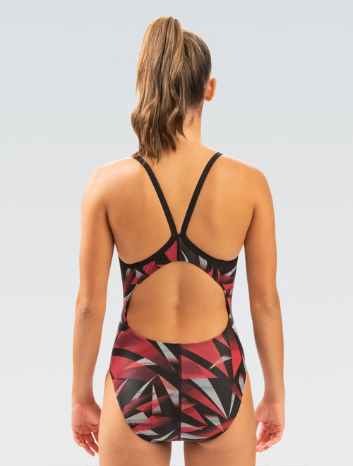 Dolfin XtraSleek Women's Galactic Red V-Back One Piece Swimsuit Style #0531-A35
