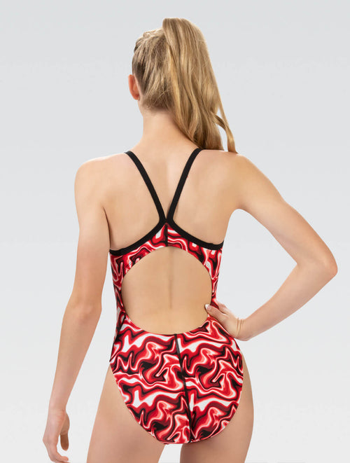 Dolfin XtraSleek Women's Surge Red V-Back One Piece Swimsuit Style #0531-B12
