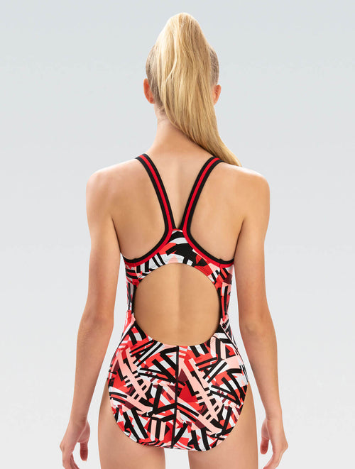 Dolfin XtraSleek Women's Tectonic Red DBX Back One Piece Swimsuit Style #0231-A43