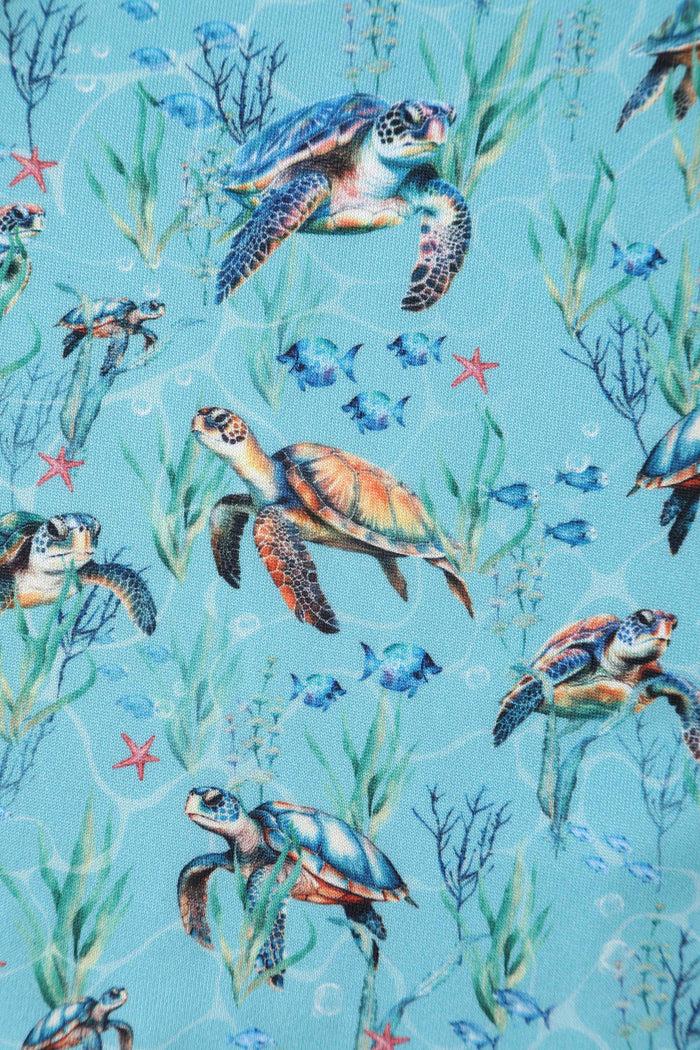 Dolly & Dotty Amanda Aquamarine Turtle Print Flared Dress