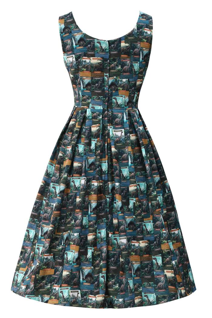 Dolly & Dotty Amanda Green Dinosaur Flash Card Swing Dress