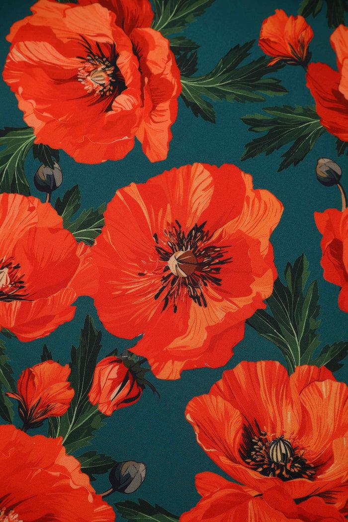 Dolly & Dotty Beverly Orange Poppy Off Shoulder Dress In Green