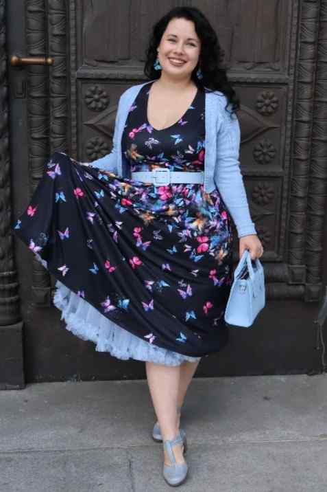 Dolly & Dotty Billie Black Butterfly Long Sleeved Dress