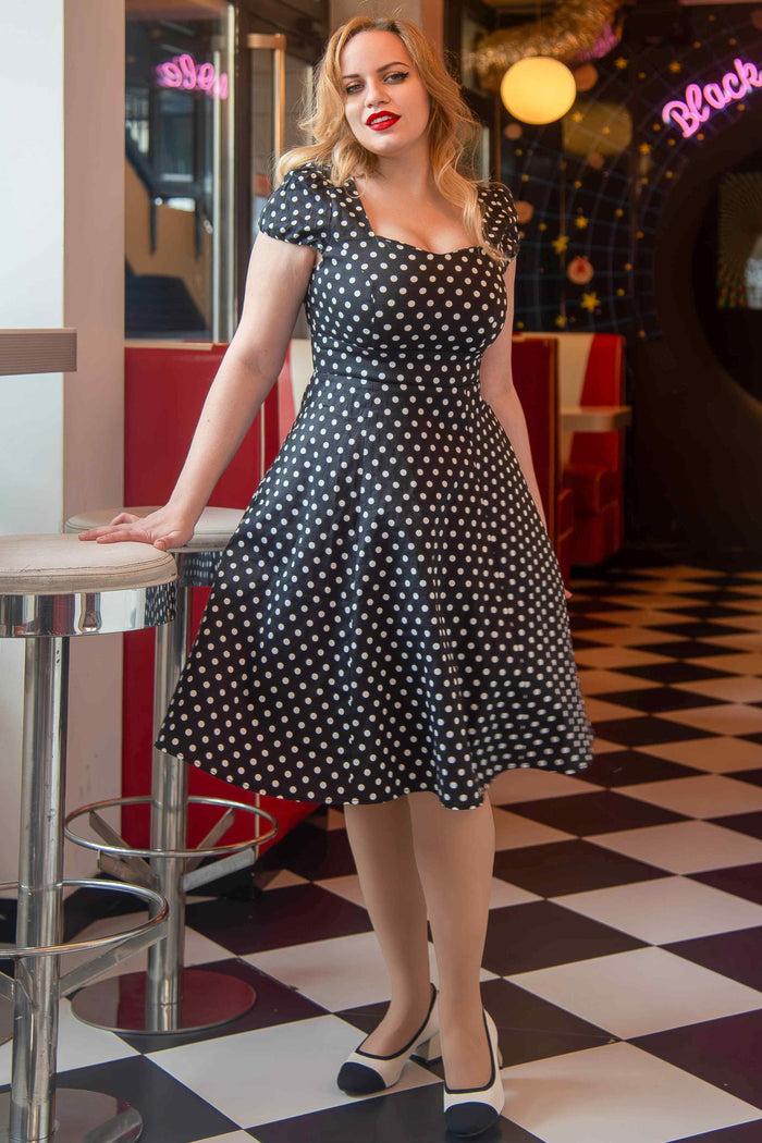 Dolly & Dotty Claudia Flirty Fifties Style Dress In Black